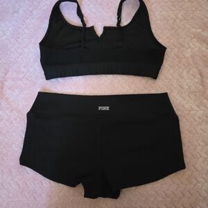 PINK Victoria's Secret Black Seamless Bikini Top and Shorts